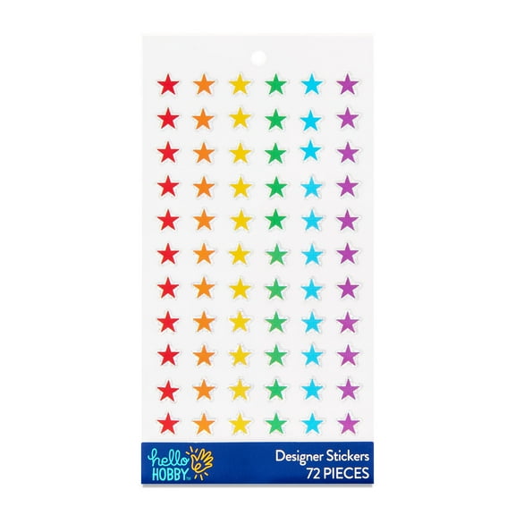 Hello Hobby Multicolor Stars Designer Stickers, 72 Count