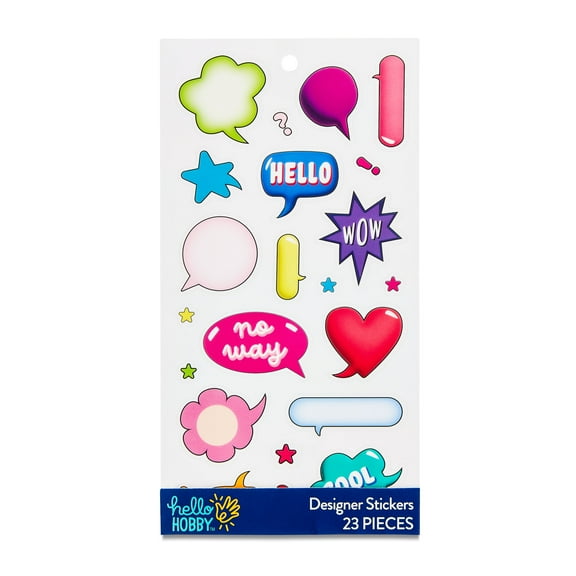 Hello Hobby Multicolor Word Bubble Designer Stickers, 23 Count
