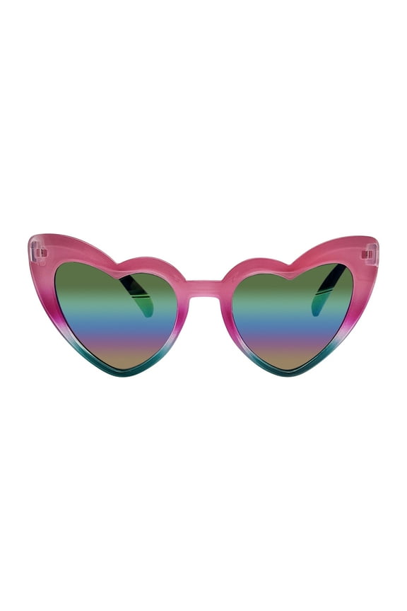 Kids Plastic Heart Multicolor Frame Multicolor Mirror Lens Sunglasses