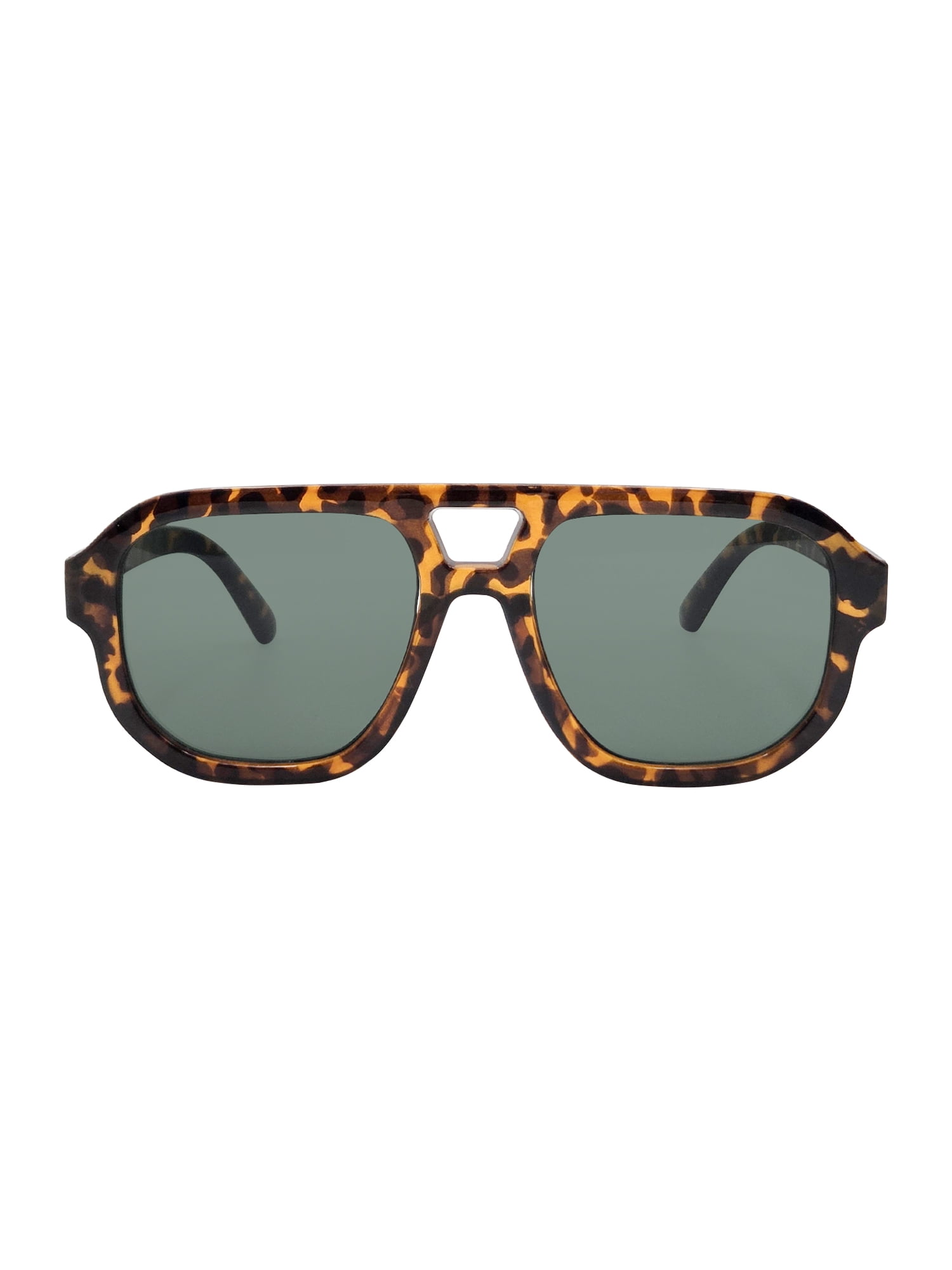 Juniors Plastic Square Aviator Tortoise Frame Green Lens Sunglasses