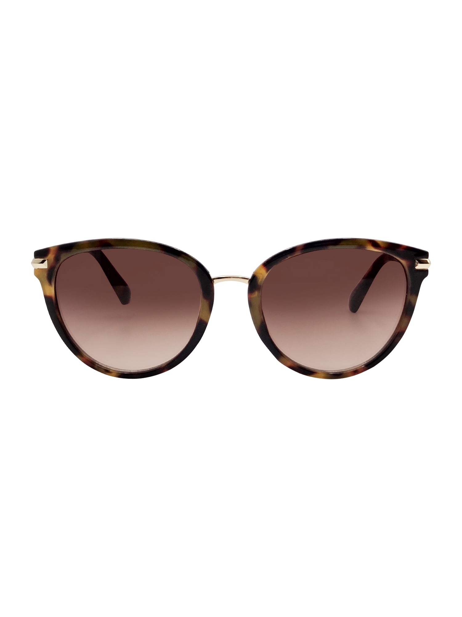 Juniors Plastic Round Cat Eye Tortoise Frame Brown Lens Sunglasses
