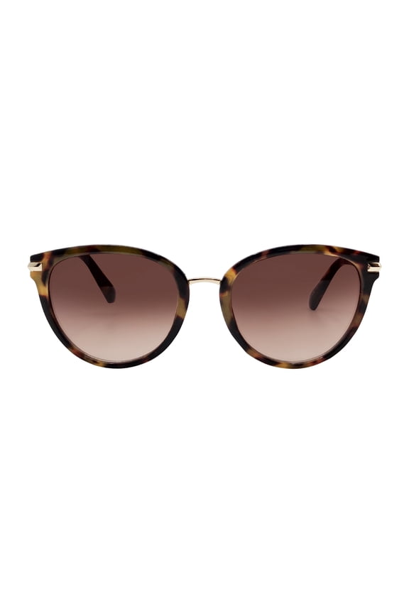 Juniors Plastic Round Cat Eye Tortoise Frame Brown Lens Sunglasses