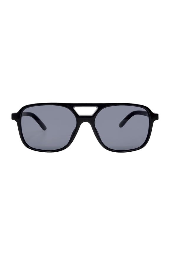 Juniors Plastic Square Aviator Black Frame Smoke Lens Sunglasses