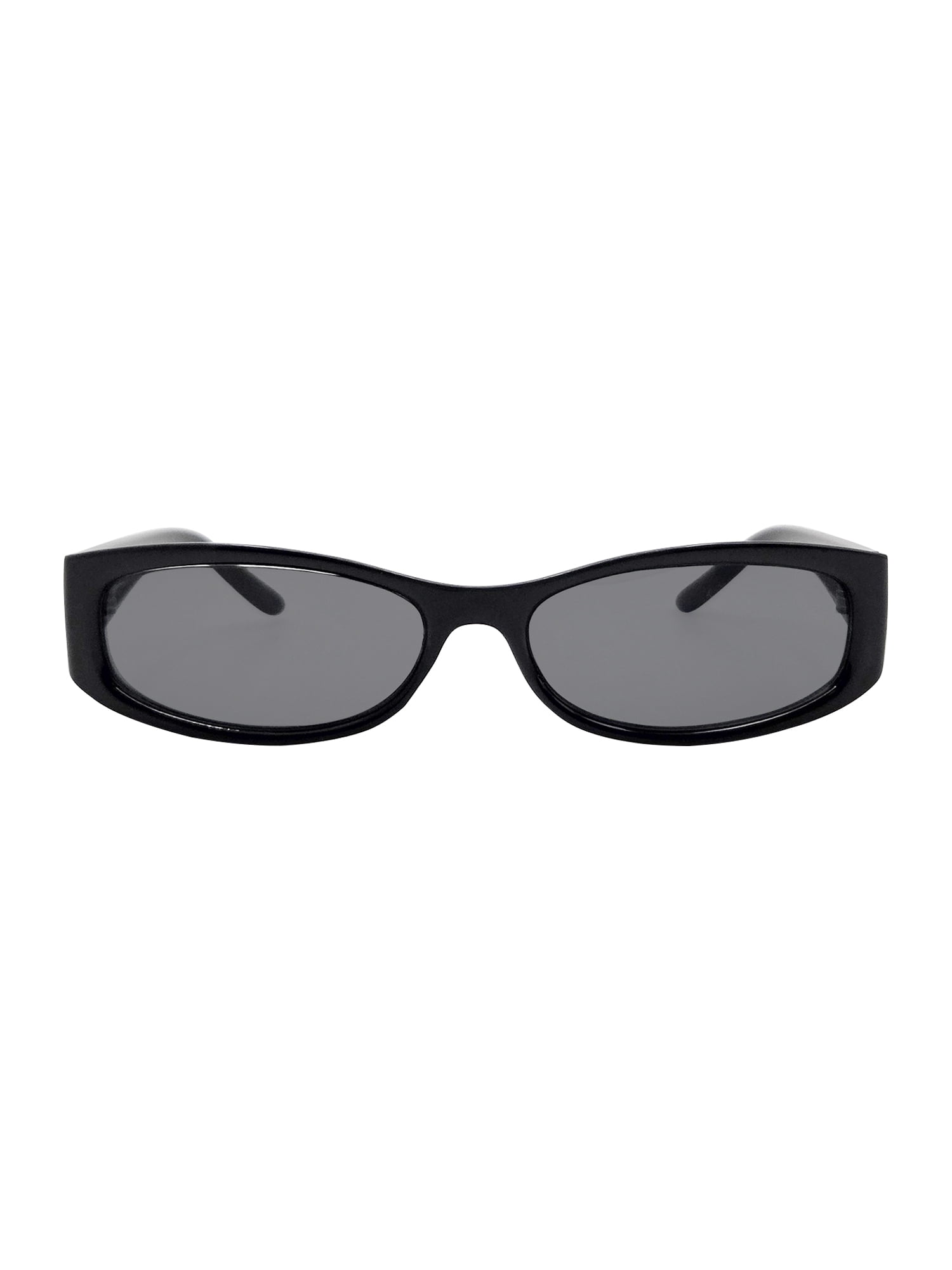 Juniors Plastic Slim Rectangle Black Frame Smoke Lens Sunglasses