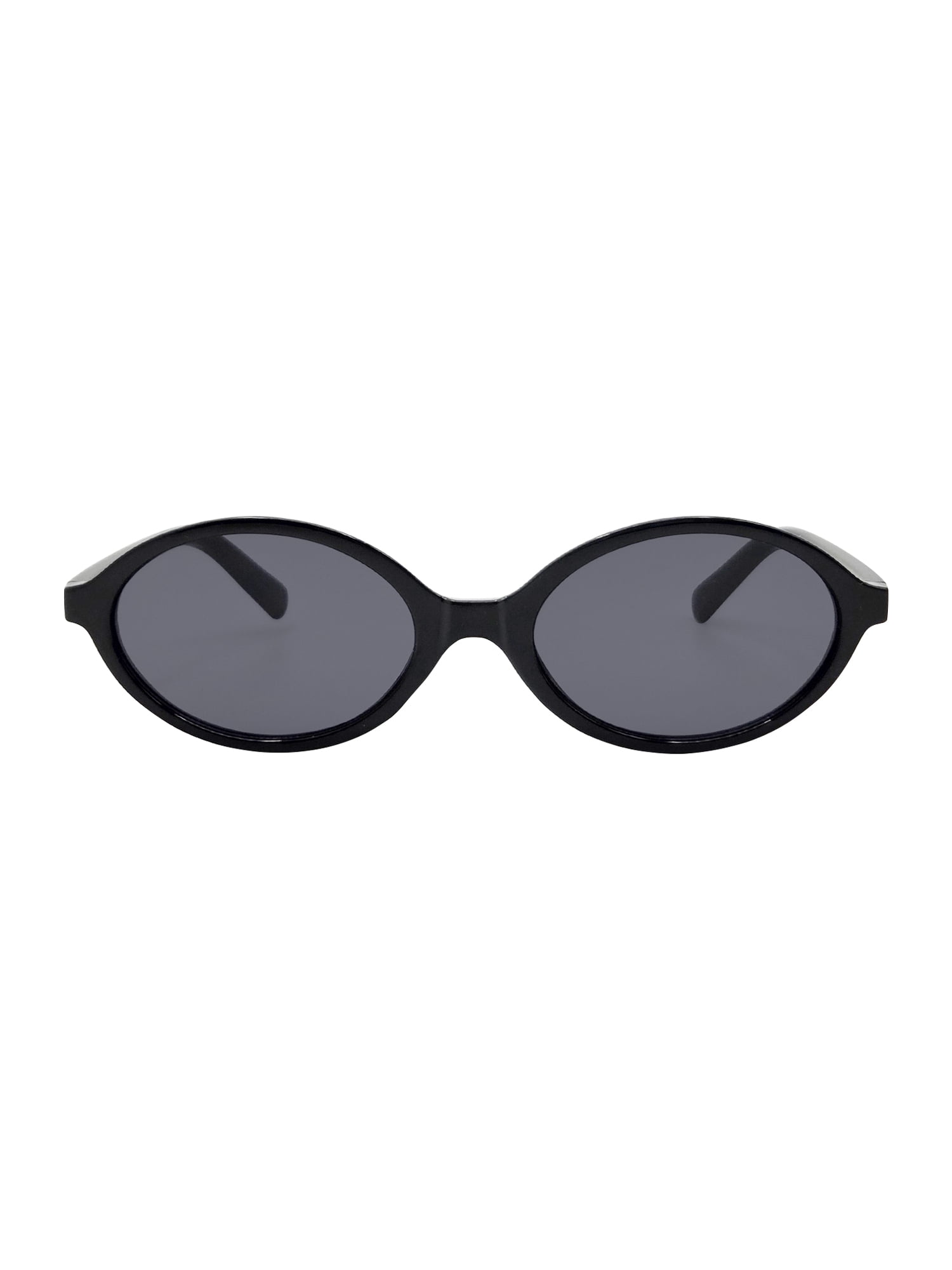 Juniors Plastic Slim Oval Black Frame Smoke Lens Sunglasses