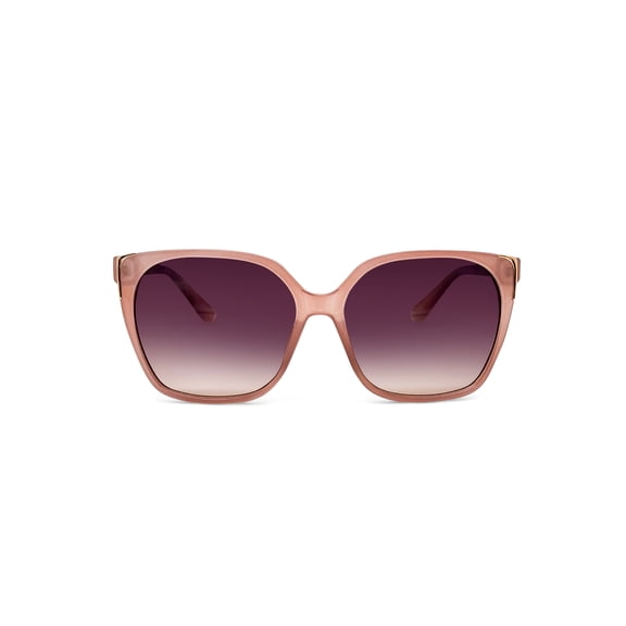 Womens Plastic Oversize Square Nude Frame Brown Lens Sunglasses