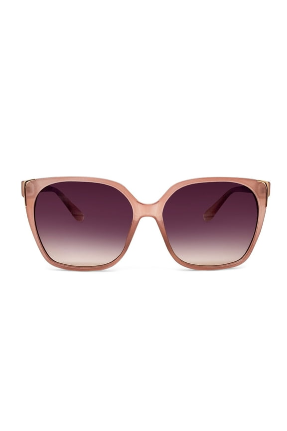 Womens Plastic Oversize Square Nude Frame Brown Lens Sunglasses