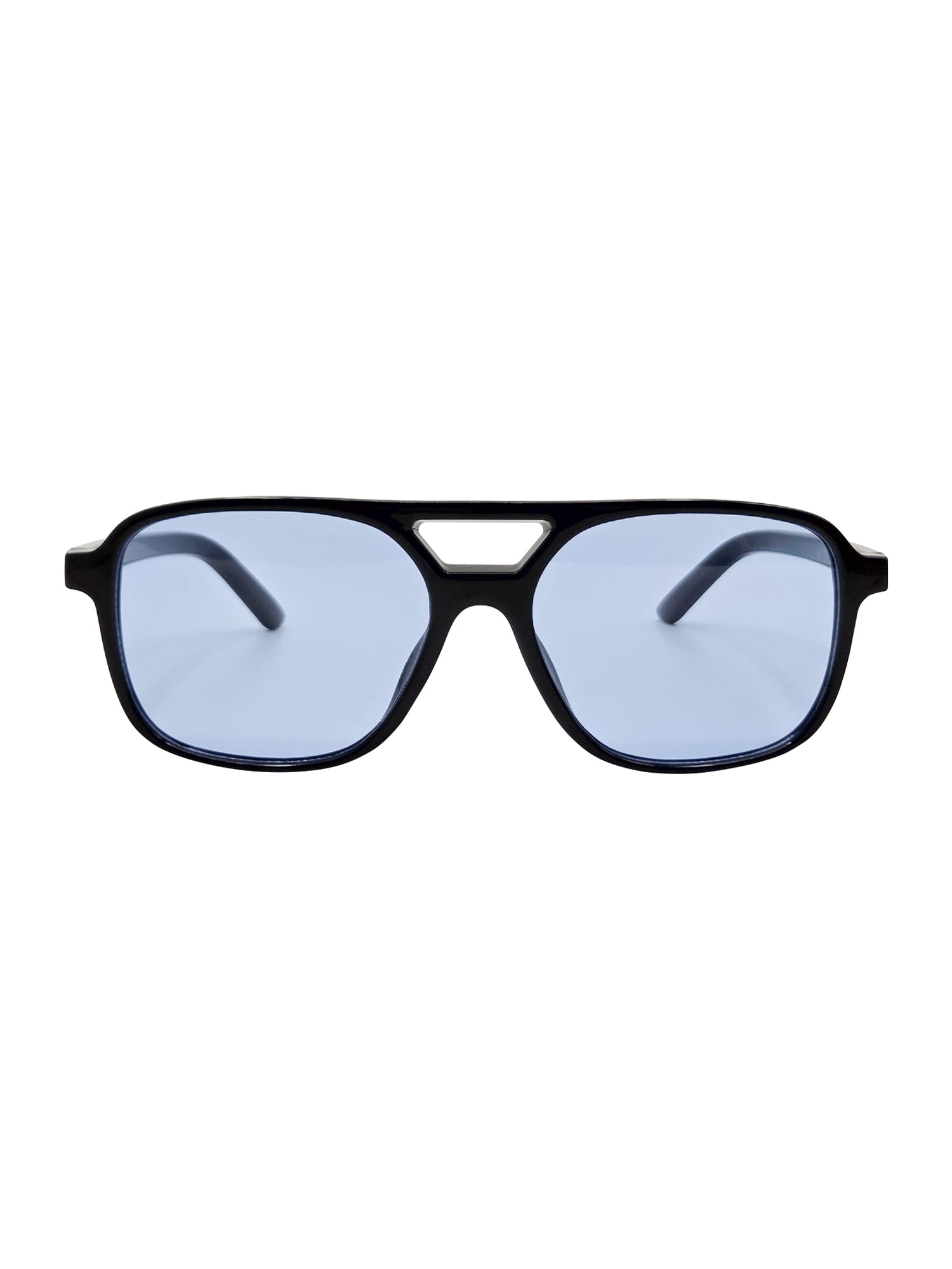 Juniors Plastic Square Aviator Black Frame Blue Lens Sunglasses