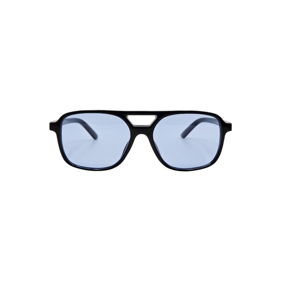 Juniors Plastic Square Aviator Black Frame Blue Lens Sunglasses