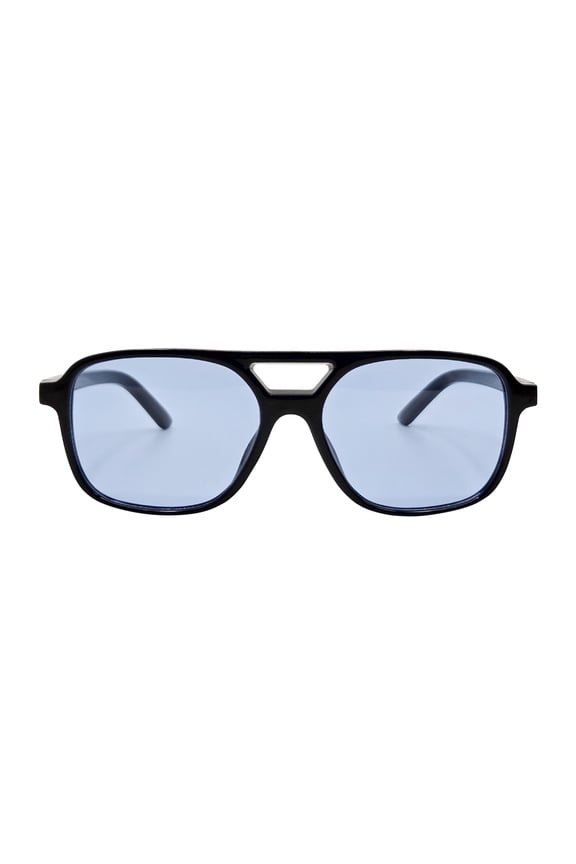 Juniors Plastic Square Aviator Black Frame Blue Lens Sunglasses