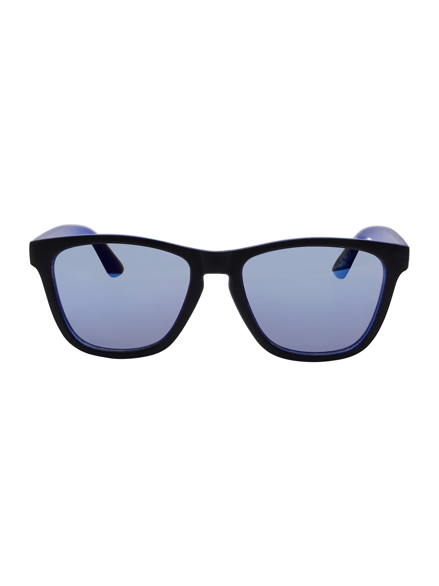 Kids Plastic Wayfarer Black and Blue Frame Blue Mirror Lens Sunglasses