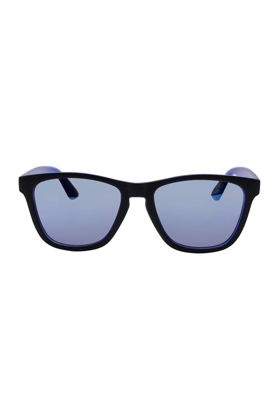 Kids Plastic Wayfarer Black and Blue Frame Blue Mirror Lens Sunglasses