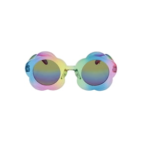 Kids Plastic Floral Round Multicolor Frame Multicolor Mirror Lens Sunglasses