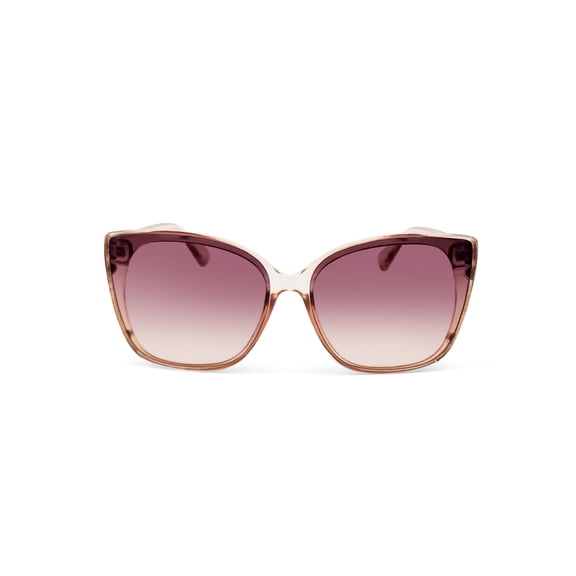 Womens Plastic Oversize Cat Eye Brown Frame Brown Lens Sunglasses