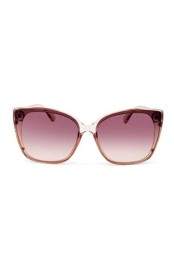 Womens Plastic Oversize Cat Eye Brown Frame Brown Lens Sunglasses