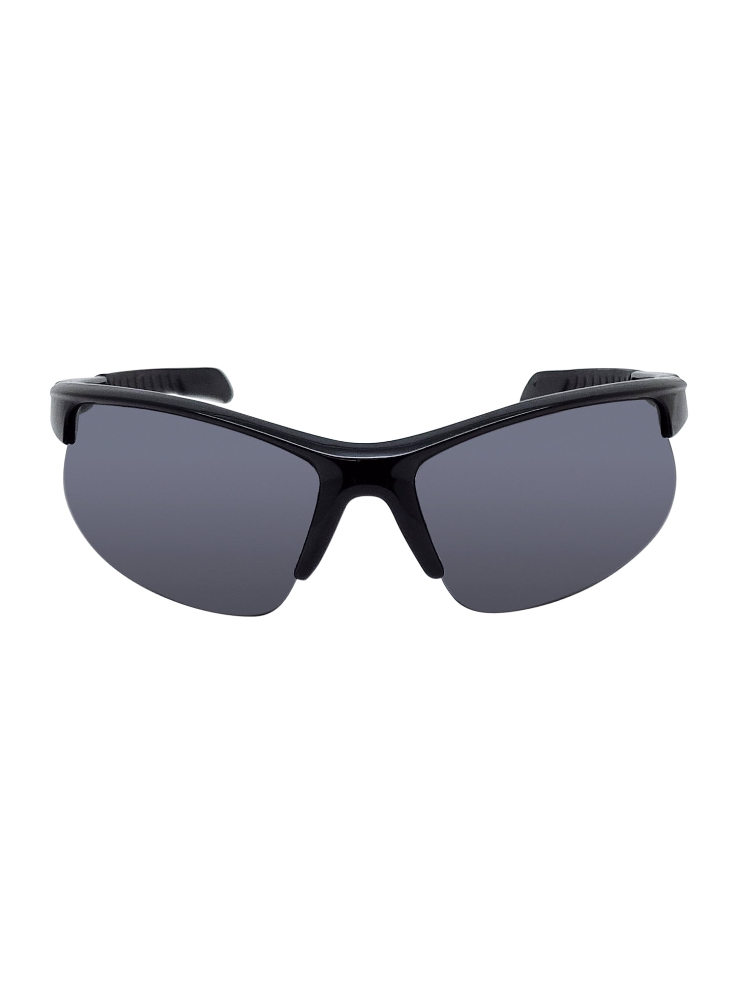 Mens Plastic Sports Wrap Black Frame Smoke Lens Sunglasses