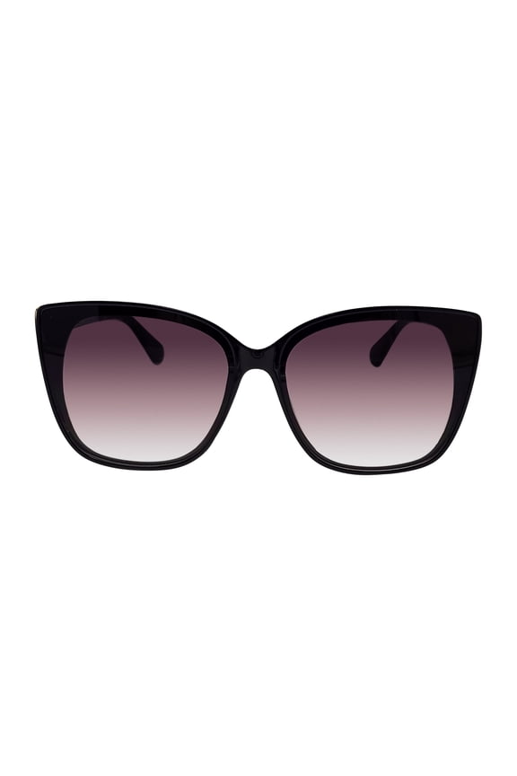 Womens Plastic Oversize Cat Eye Black Frame Smoke Lens Sunglasses