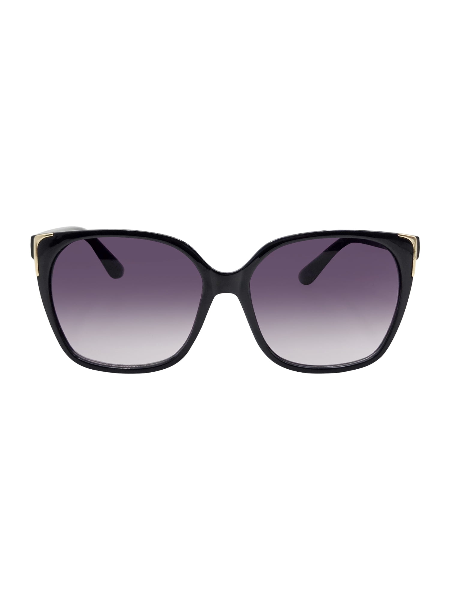Womens Plastic Oversize Square Black Frame Smoke Lens Sunglasses