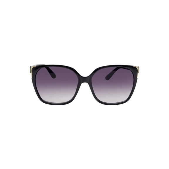 Womens Plastic Oversize Square Black Frame Smoke Lens Sunglasses
