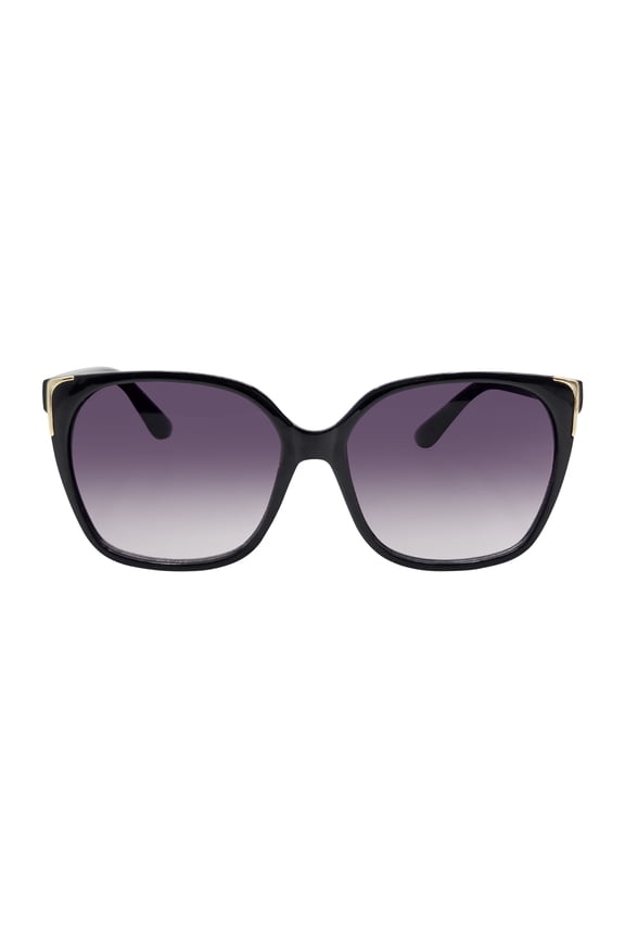 Womens Plastic Oversize Square Black Frame Smoke Lens Sunglasses