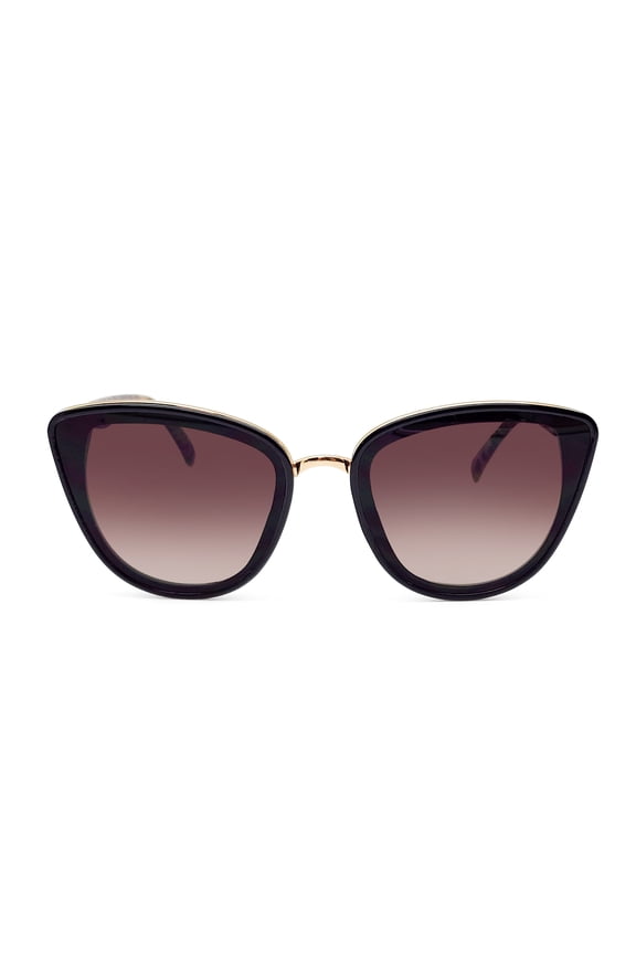 Womens Plastic Cat Eye Black Frame Brown Lens Sunglasses