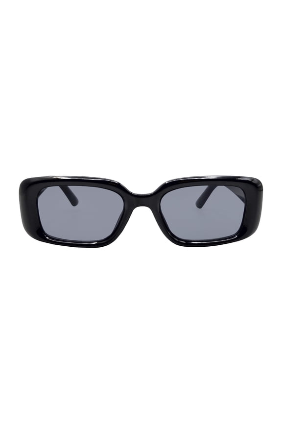 Juniors Plastic Rectangle Black Frame Smoke Lens Sunglasses