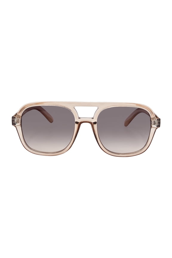 Juniors Plastic Square Aviator Brown Frame Smoke Lens Sunglasses