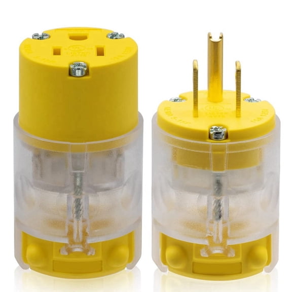 OPP US Plug Set for 110V - Lighted 15A 125V NEMA 5-15P to 5-15R, Replacement Extension Cord Plug Set