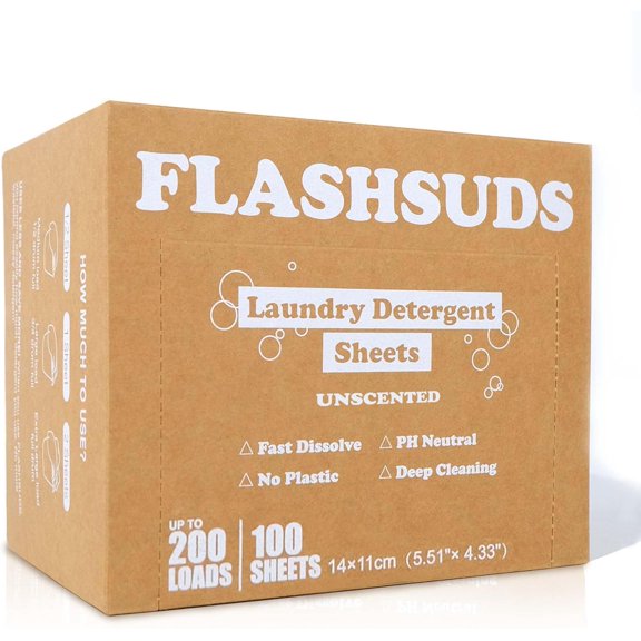 OPPEAL Unscented Laundry Detergent Sheet, HE Compatible, Completely Dissolve, Gentle on Skin, Essence Free, Powerful Clean, Rapidly Dissolve in 5s - 100 Big Sheets 200 Loads.