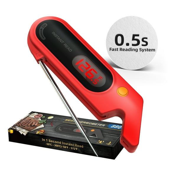 OPPERD 0.5 Sec ProfessionaI Meat Thermometer Digital, Faster Instant Read Food Thermometer, Certified Accurate to 0.5F, Auto Off Instant Read Thermometer, Waterproof for Cooking/BBQ