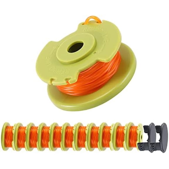 OPPERD .080in Twisted Line Spool #AC80RL3 for RYOBI Cordless Auto-Feed String Trimmers 18v 24v and 40v,11ft-Long (12 Spools & 2 Cap)