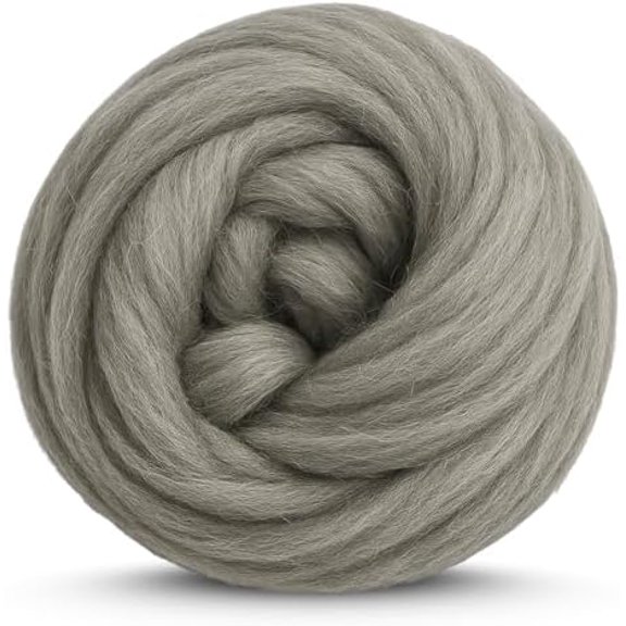 OPPERD Corriedale Wool Roving 1 lb (16 Ounces) for Spinning | Soft Chunky Jumbo Yarn for Arm Knitting Blanket |100% Natural Undyed Wool Yarn Bulk, Felting Core, Carded Stuffing (Gray)