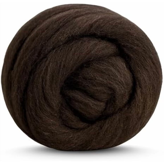OPPERD Corriedale Wool Roving 1 lb (16 Ounces) for Spinning | Soft Chunky Jumbo Yarn for Arm Knitting Blanket |100% Natural Undyed Wool Yarn Bulk, Felting Core, Carded Stuffing (Brown)