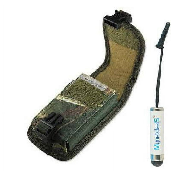 OPPO R9 Plus Vertical Camouflage Heavy Duty Rugged Canvas Case w/ Clip Closure, Metal Clip, Belt Loop. Great for Hiking, Camping, Outdoor and Construction Work + MYNETDEALS Stylus