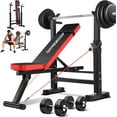 thumbnail image 1 of OPPSDECOR 600lbs 6 in 1 Weight Bench Set with Squat Rack Foldable Bench Press with Removable Foot Catch Adjustable Workout Bench for Home Gym, 1 of 14