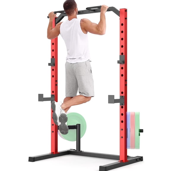 OPPSDECOR Power Cage Power Rack with LAT Pull Down Pulley System& Cable Row, Weight Cage with More Training Attachments, Multi-Functional Squat Rack for Home Gym System