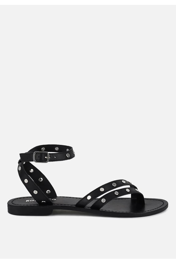 OPRAH Studs Embellished Flat Sandals