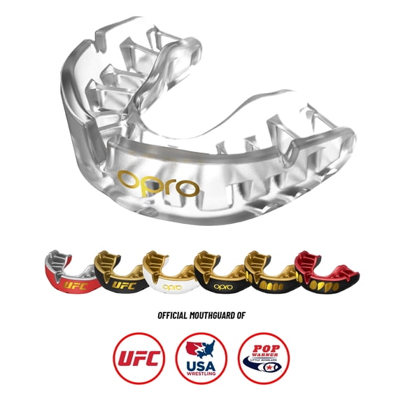 OPRO Gold Level Mouth Guard – Moldable Mouthguard for Boxing, MMA & Football (Clear, Adult)