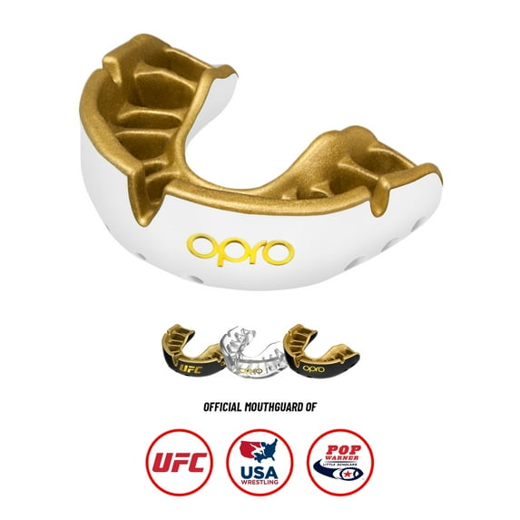 OPRO Gold Level Mouth Guard – Moldable Mouthguard for Boxing, MMA & Football (White, Youth)