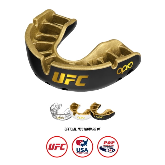OPRO Gold Level UFC Mouthguard - Mouth Guard For Boxing, MMA & Football (Black, Youth)
