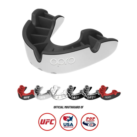 OPRO Silver Level Mouth Guard – Mouthguard for Boxing, MMA & Football (White, Adult)