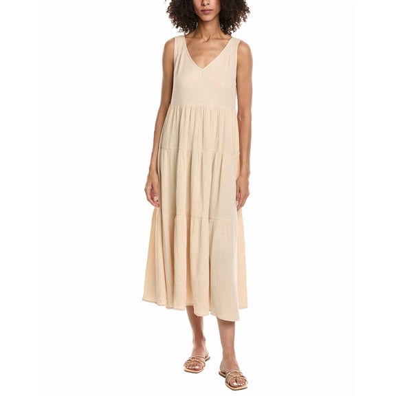 OPT womens CAARA Vale Tiered Gauze Midi Dress, s, Brown