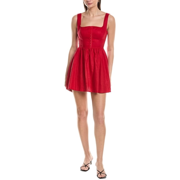 OPT womens o.p.t Irene Linen Mini Dress, 8, Red