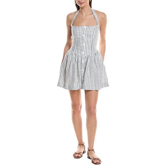OPT womens o.p.t Piper Linen Dress, 4, Red