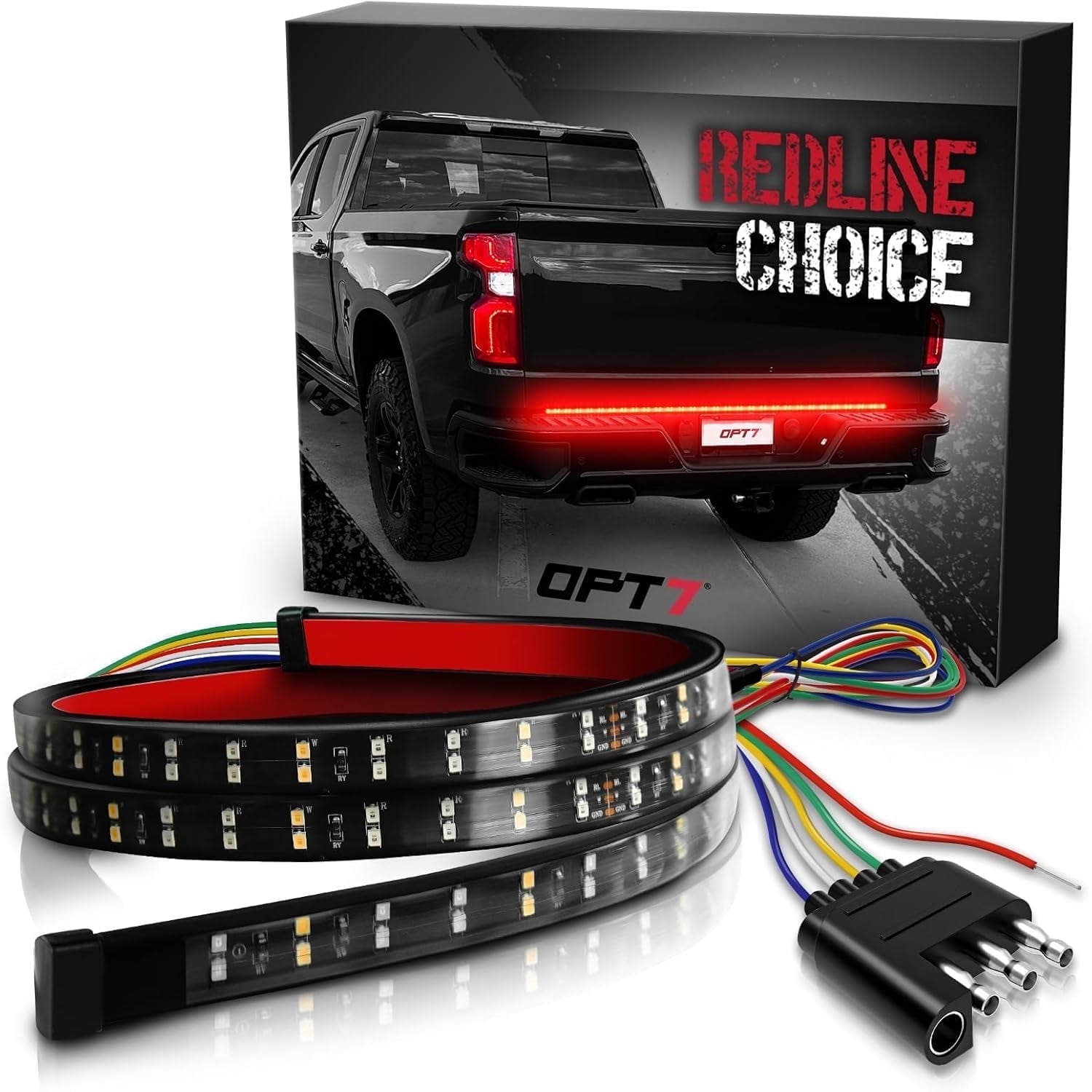 OPT7 60'' Redline Choice Double Row LED Tailgate Light Strip Turn ...