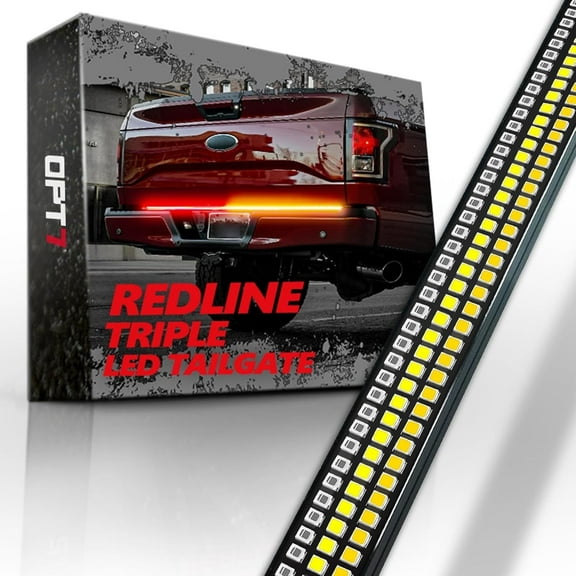 OPT7 60" Redline Triple Row LED Tailgate Light Bar Sequential Amber Turn Signal Weatherproof Rigid