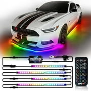 OPT7 Aura DreamColor Underglow Chasing Light Kit with APP & Remote Control, 4 PCS Flexible RGBIC LED Light Strips, Exterior Neon Accent Underbody Lights for Car Truck RV, Multi Colors Music Mode, 12V