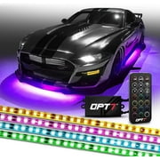 OPT7 Aura Flexible Underglow Car Lights with APP & Remote Control, Exterior Neon Accent Underbody Lighting Kit, 4 PCS RGB LED Light Strips for Cars Trucks RV, Waterproof, Multi Colors Music Mode, 12V