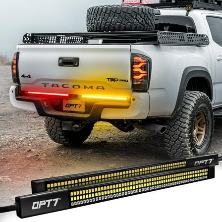 OPT7 Redline Parlux Triple Row LED Tailgate Light Bar for 05-23 Tacoma Sequential Amber Turn Signal
