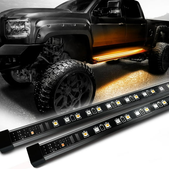 OPT7 Sidekick 60" Running Board Lights 2PCS LED Strips w/Sequential Amber Turn Signal, DRL, White Courtesy Light for Regular Super Cab Trucks Pickup SUV Trailer